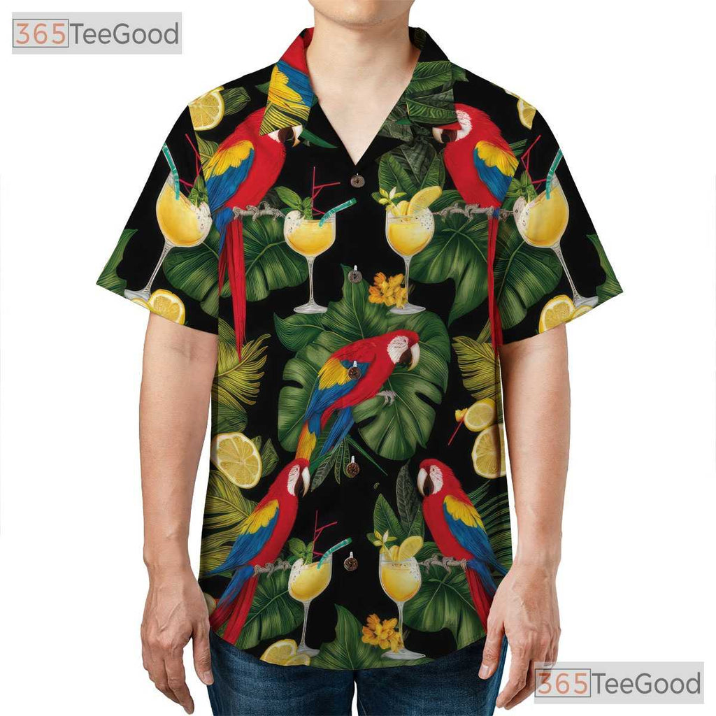 Colorful Macaw Tropical Hawaiian Tee Unisex Aloha Style for Summer Vacation