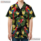 Colorful Macaw Tropical Hawaiian Tee Unisex Aloha Style for Summer Vacation