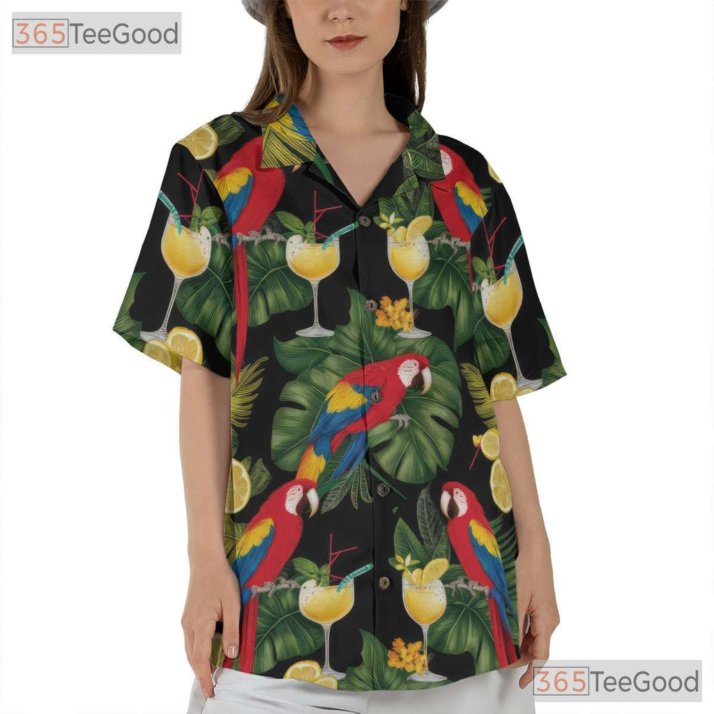 Colorful Macaw Tropical Hawaiian Tee Unisex Aloha Style for Summer Vacation