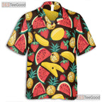 Colorful Mini Pineapple Banana Watermelon Hawaiian Shirt Unisex Beachwear Top