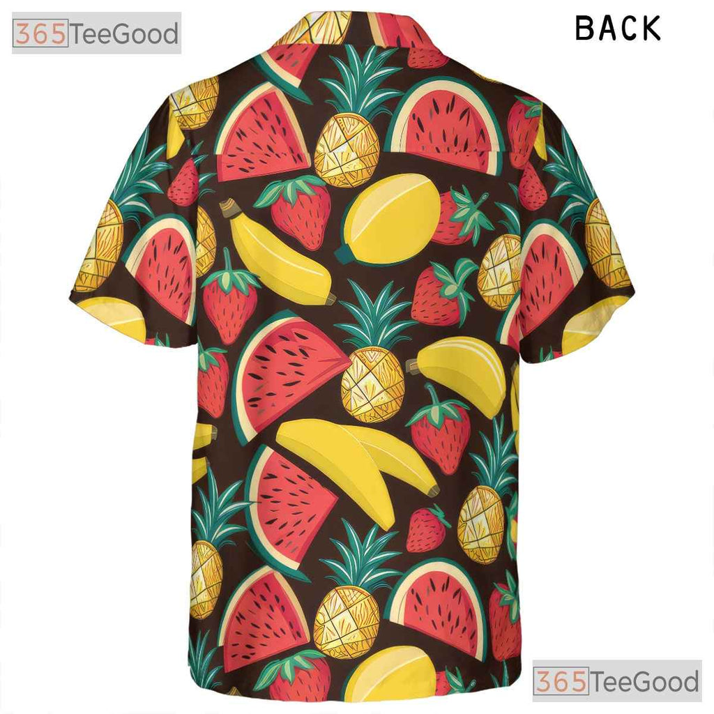 Colorful Mini Pineapple Banana Watermelon Hawaiian Shirt Unisex Beachwear Top