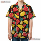 Colorful Mini Pineapple Banana Watermelon Hawaiian Shirt Unisex Beachwear Top