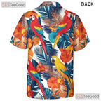 Colorful Parrot Vibrant Tropical Leaves Hawaiian Shirt Unisex Summer Beach Top