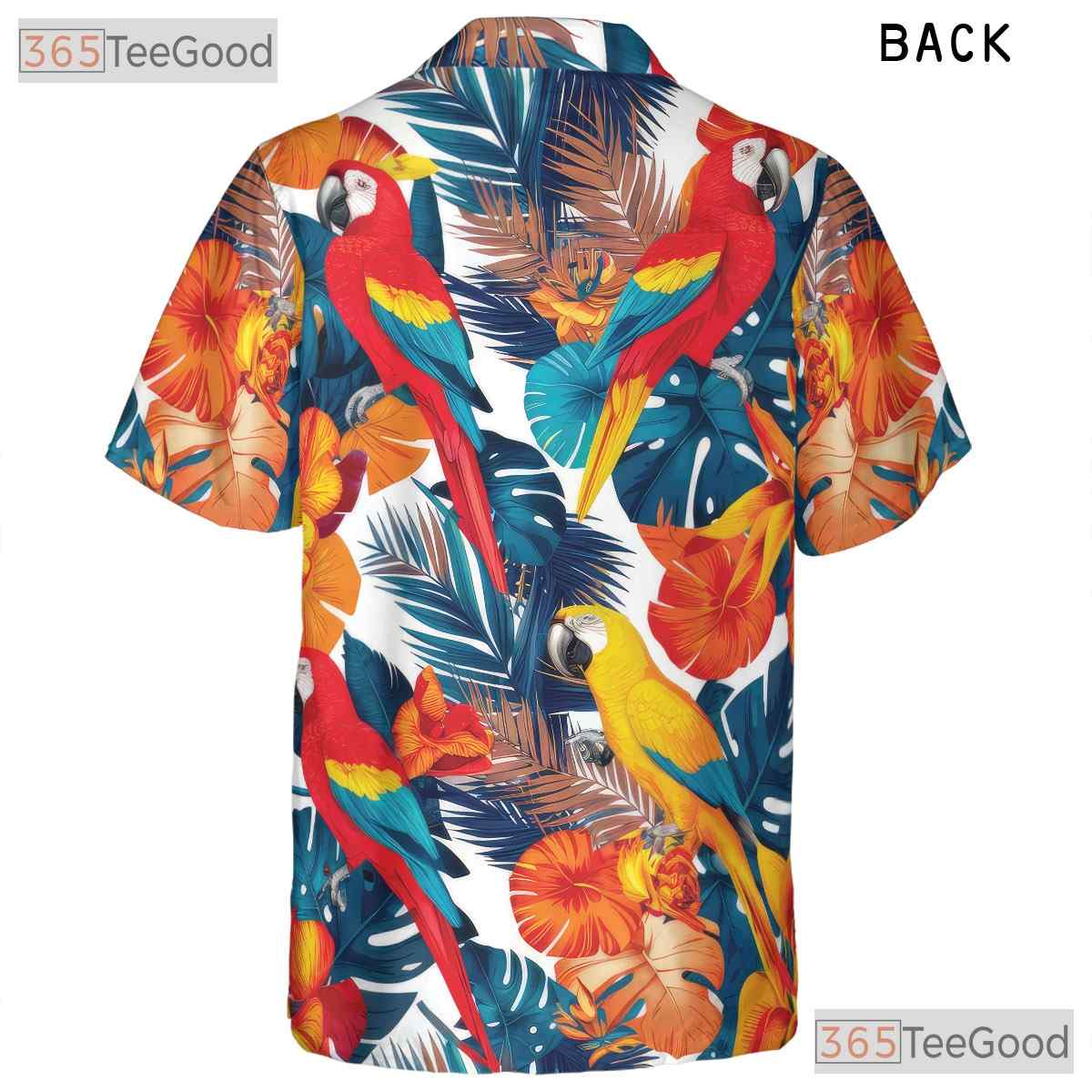 Colorful Parrot Vibrant Tropical Leaves Hawaiian Shirt Unisex Summer Beach Top
