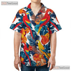 Colorful Parrot Vibrant Tropical Leaves Hawaiian Shirt Unisex Summer Beach Top