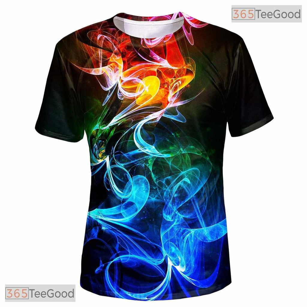 Vibrant Colorful Smog Smoke Art Graphic 3D Printed Casual Unisex T-Shirt Top
