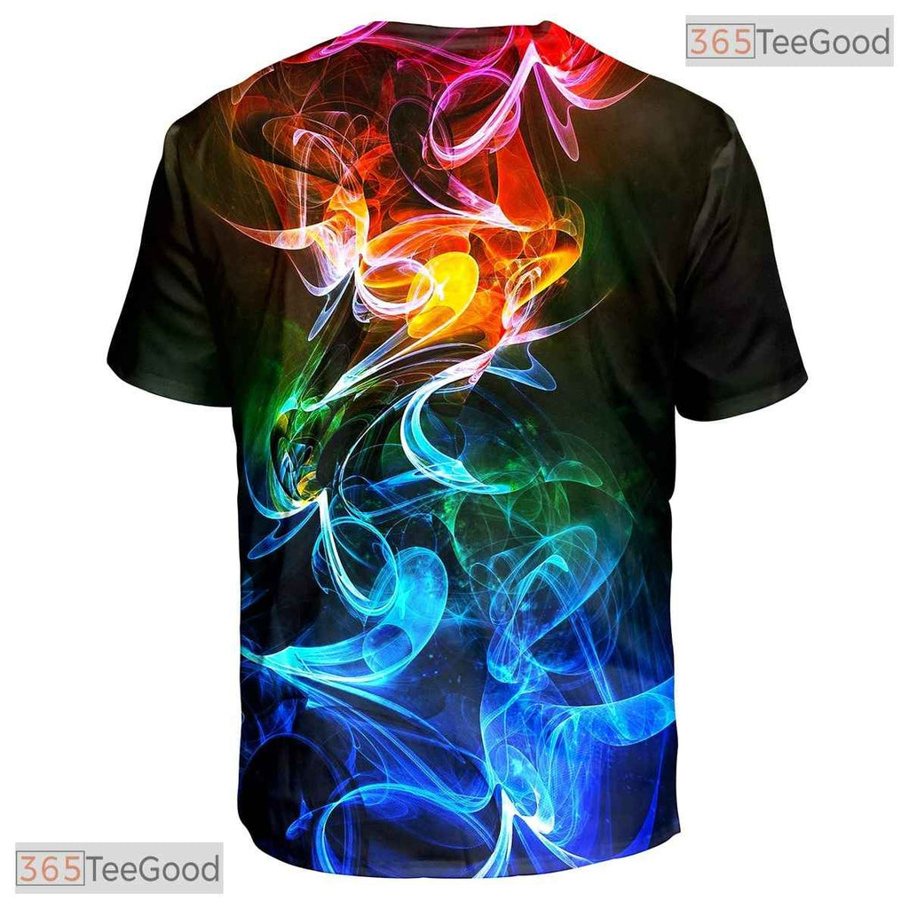 Vibrant Colorful Smog Smoke Art Graphic 3D Printed Casual Unisex T-Shirt Top