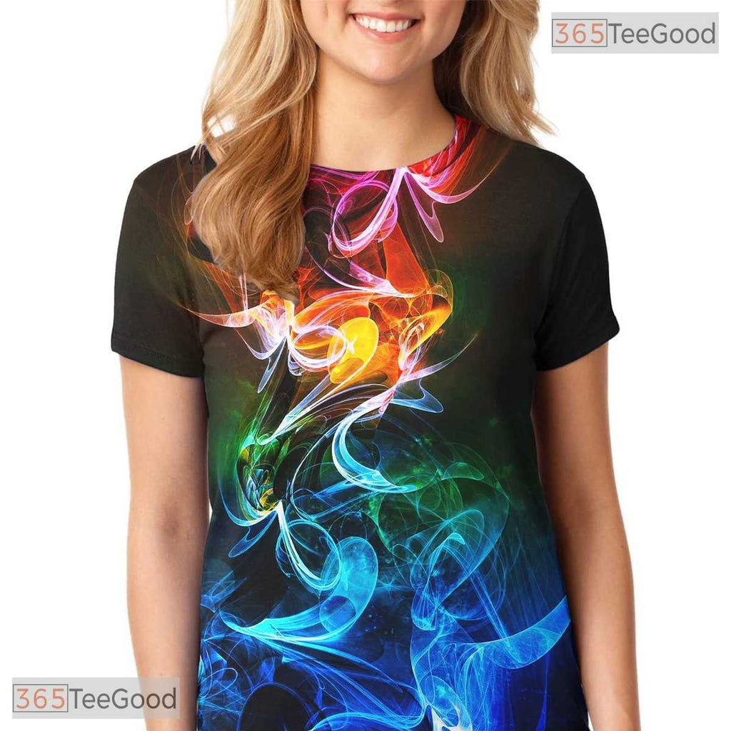 Vibrant Colorful Smog Smoke Art Graphic 3D Printed Casual Unisex T-Shirt Top