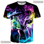 Vibrant Colorful Smoke Art Graphic 3D Printed Casual Unisex T-Shirt Tops Style