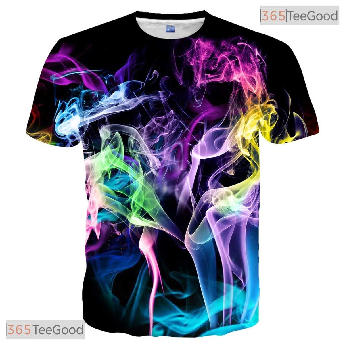 Vibrant Colorful Smoke Art Graphic 3D Printed Casual Unisex T-Shirt Tops Style