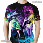 Vibrant Colorful Smoke Art Graphic 3D Printed Casual Unisex T-Shirt Tops Style