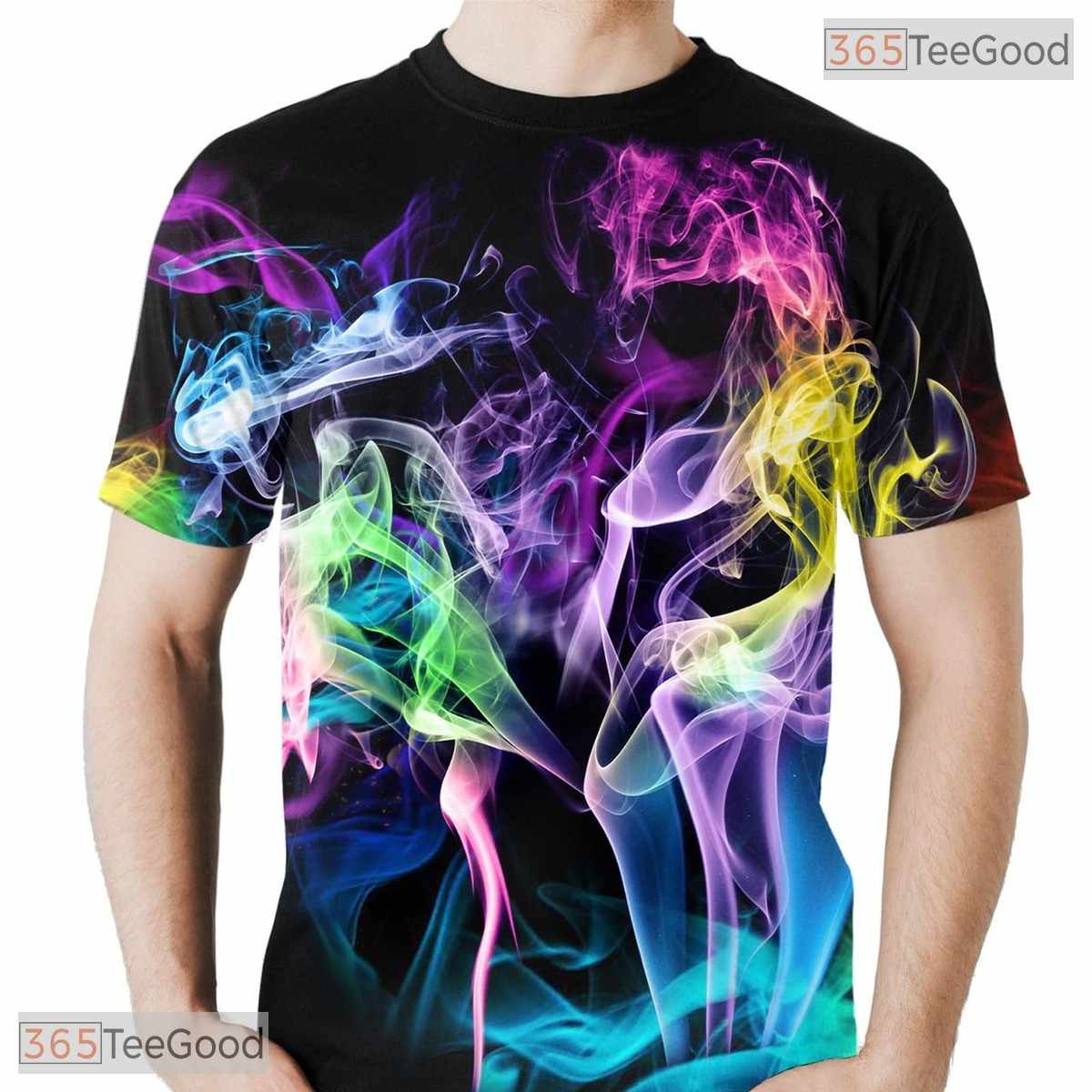 Vibrant Colorful Smoke Art Graphic 3D Printed Casual Unisex T-Shirt Tops Style