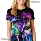 Vibrant Colorful Smoke Art Graphic 3D Printed Casual Unisex T-Shirt Tops Style