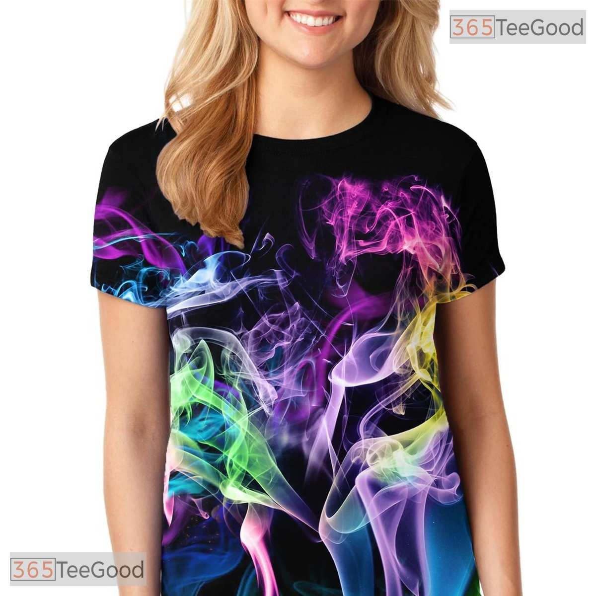 Vibrant Colorful Smoke Art Graphic 3D Printed Casual Unisex T-Shirt Tops Style