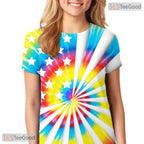 Glowing Colorful Star Space Galaxy 3D Printed Casual Unisex Short Sleeve Shirt