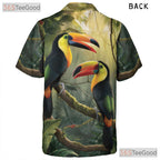 Colorful Toucan Jungle Leaves Print Hawaiian Tee Unisex Summer Beach Outfit
