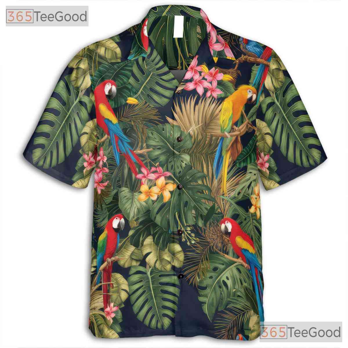 Colorful Tropical Jungle Parrot Bird Hawaiian Shirt Unisex Summer Beach Outfit