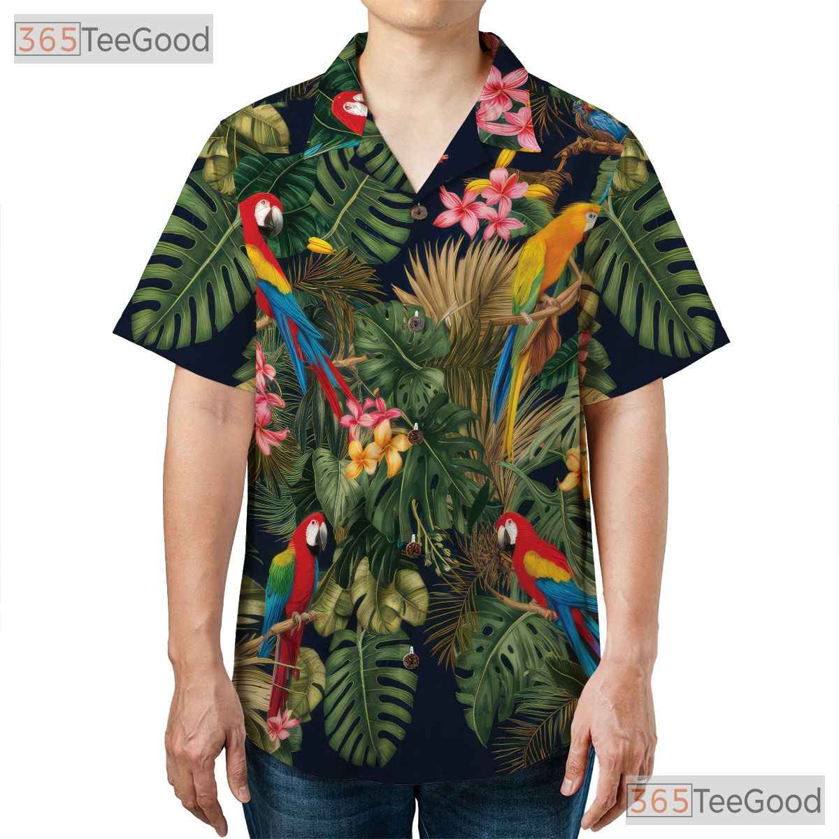 Colorful Tropical Jungle Parrot Bird Hawaiian Shirt Unisex Summer Beach Outfit