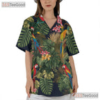 Colorful Tropical Jungle Parrot Bird Hawaiian Shirt Unisex Summer Beach Outfit