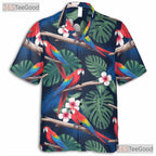 Colorful Tropical Parrot Hawaiian Shirt- Unisex Floral Aloha Bird Beach Top