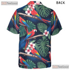 Colorful Tropical Parrot Hawaiian Shirt- Unisex Floral Aloha Bird Beach Top