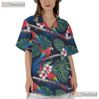 Colorful Tropical Parrot Hawaiian Shirt- Unisex Floral Aloha Bird Beach Top