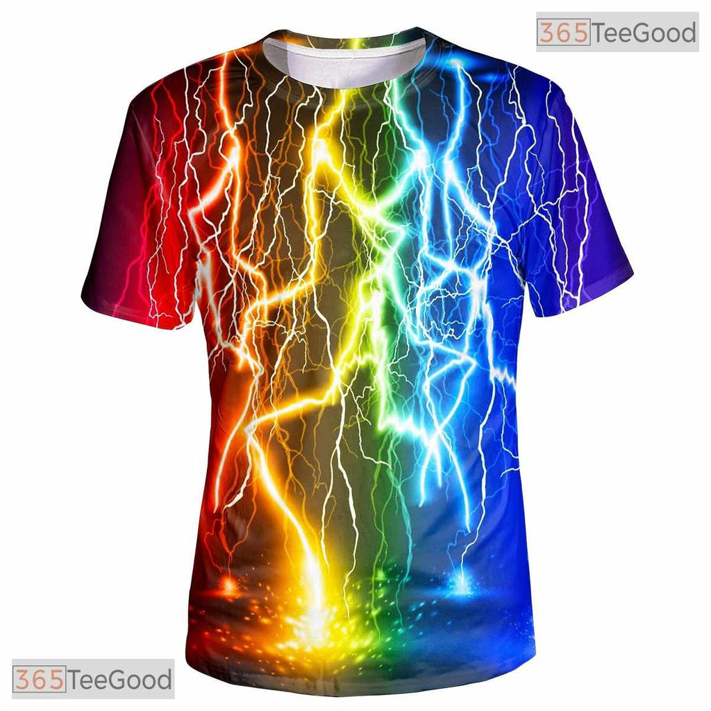 Vibrant Colorful Abstract Design 3D Graphic Printed Crewneck Unisex T-Shirt Tops