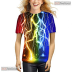 Vibrant Colorful Abstract Design 3D Graphic Printed Crewneck Unisex T-Shirt Tops