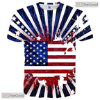 American Cool Flag Graphic Art 3D Fashion Casual Unisex Tee Shirt For Adults Teens