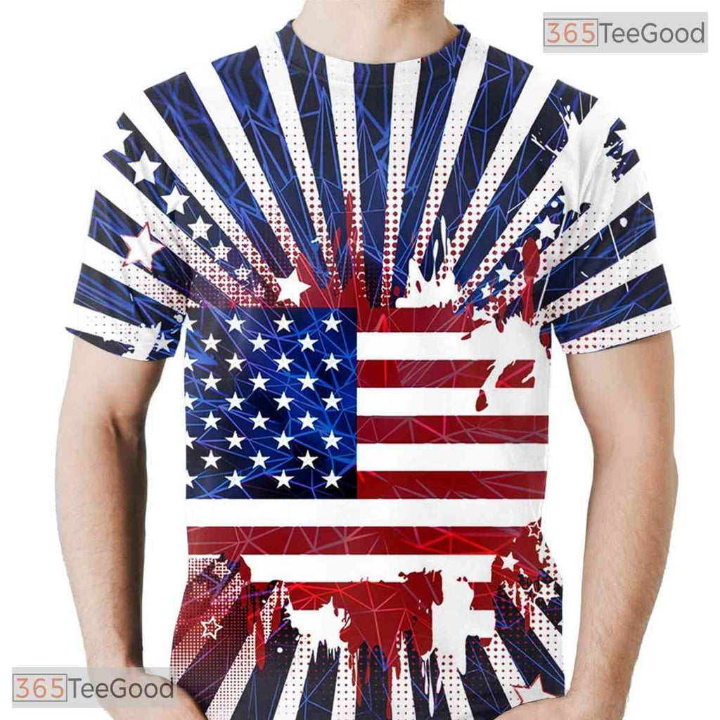 American Cool Flag Graphic Art 3D Fashion Casual Unisex Tee Shirt For Adults Teens