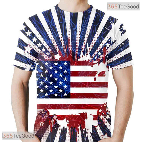 American Cool Flag Graphic Art 3D Fashion Casual Unisex Tee Shirt For Adults Teens