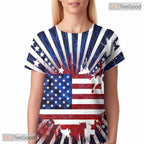 American Cool Flag Graphic Art 3D Fashion Casual Unisex Tee Shirt For Adults Teens