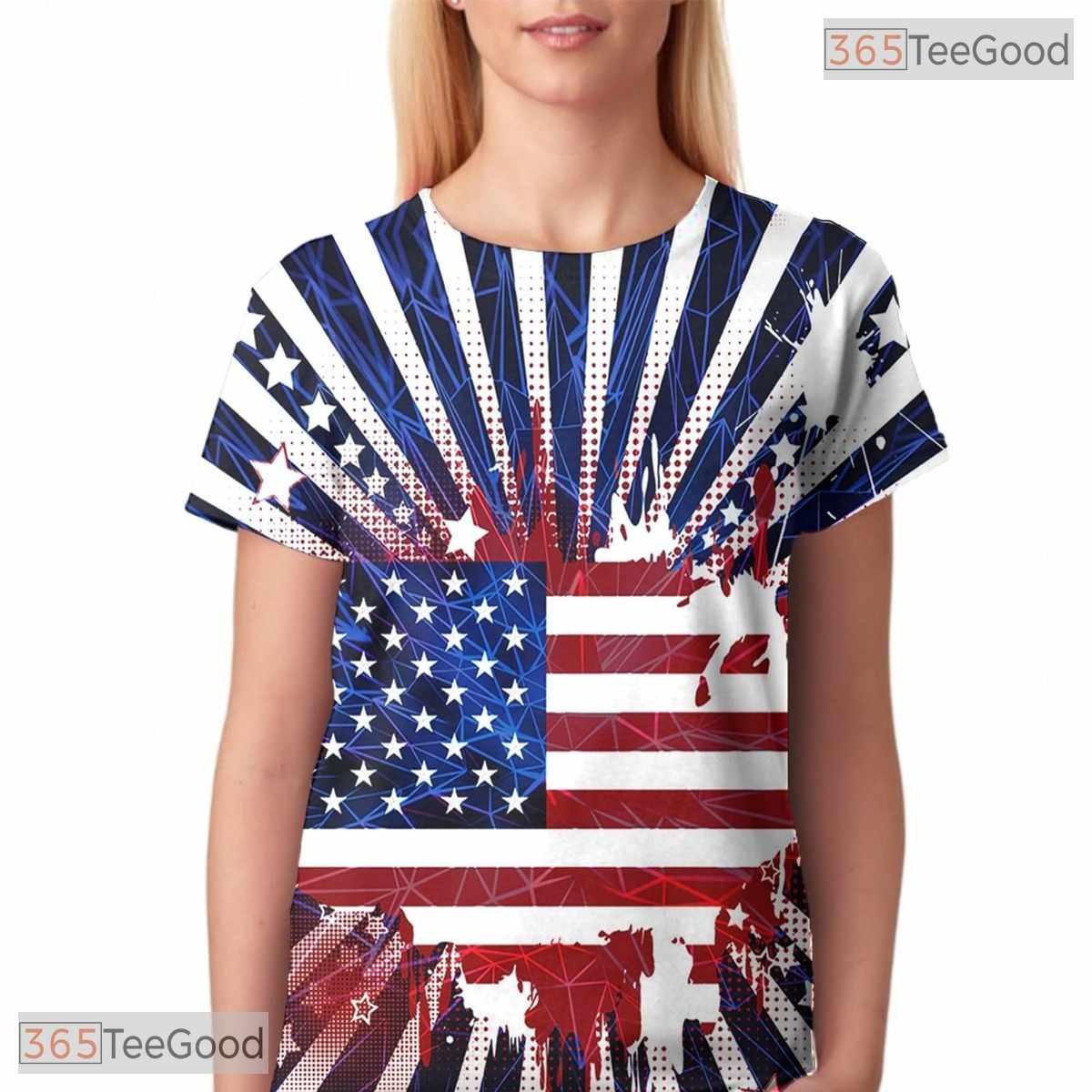 American Cool Flag Graphic Art 3D Fashion Casual Unisex Tee Shirt For Adults Teens