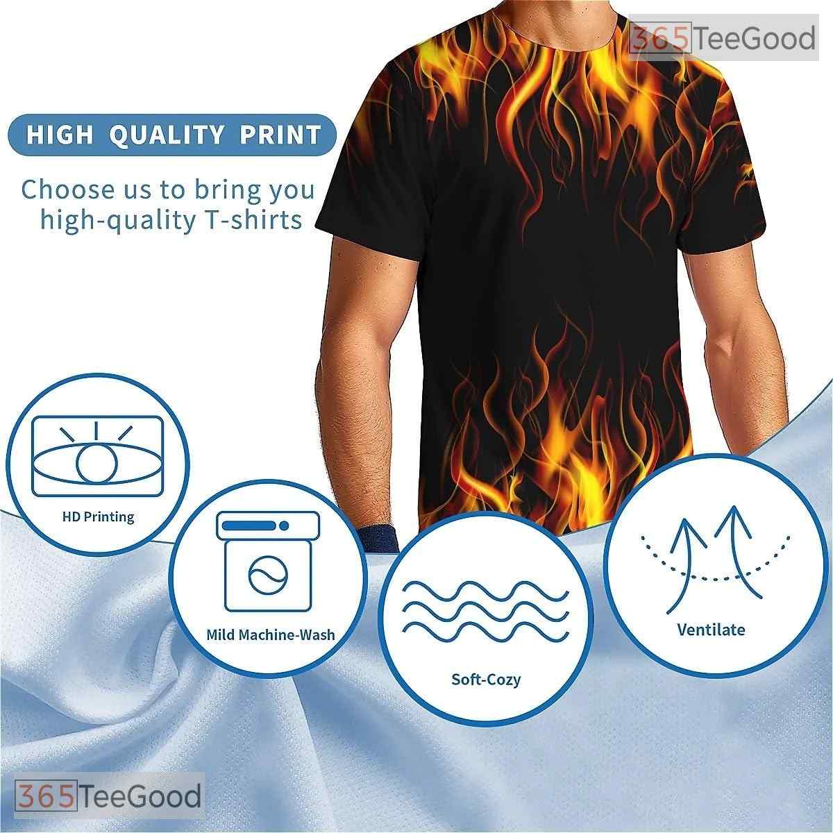 Cool Flame American Eagle Flag 3D Graphic Printed Casual Unisex Tee Shirt Tops