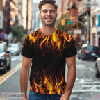 Cool Flame American Eagle Flag 3D Graphic Printed Casual Unisex Tee Shirt Tops