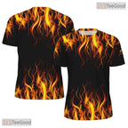 Cool Flame American Eagle Flag 3D Graphic Printed Casual Unisex Tee Shirt Tops