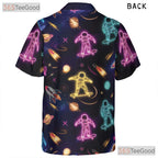 Cool Neon Astronaut Skateboard Hawaiian Shirt- Unisex Galaxy Space Planet Top