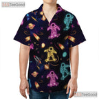Cool Neon Astronaut Skateboard Hawaiian Shirt- Unisex Galaxy Space Planet Top