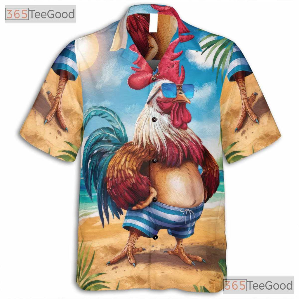 Cool Rooster Animal Summer Vibes Beachwear Hawaiian Shirt Men Women Outfit