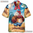 Cool Rooster Animal Summer Vibes Beachwear Hawaiian Shirt Men Women Outfit