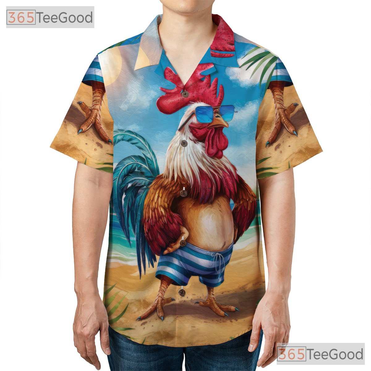 Cool Rooster Animal Summer Vibes Beachwear Hawaiian Shirt Men Women Outfit