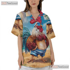 Cool Rooster Animal Summer Vibes Beachwear Hawaiian Shirt Men Women Outfit
