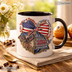 Personalized 3D Bow 250th Anniversary Mug - Coquette 1776-2026 Patriotic Ceramic Mug