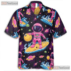 Cosmic Astronaut Hawaiian Shirt - Unisex Retro Space Surfing Planet Vacation