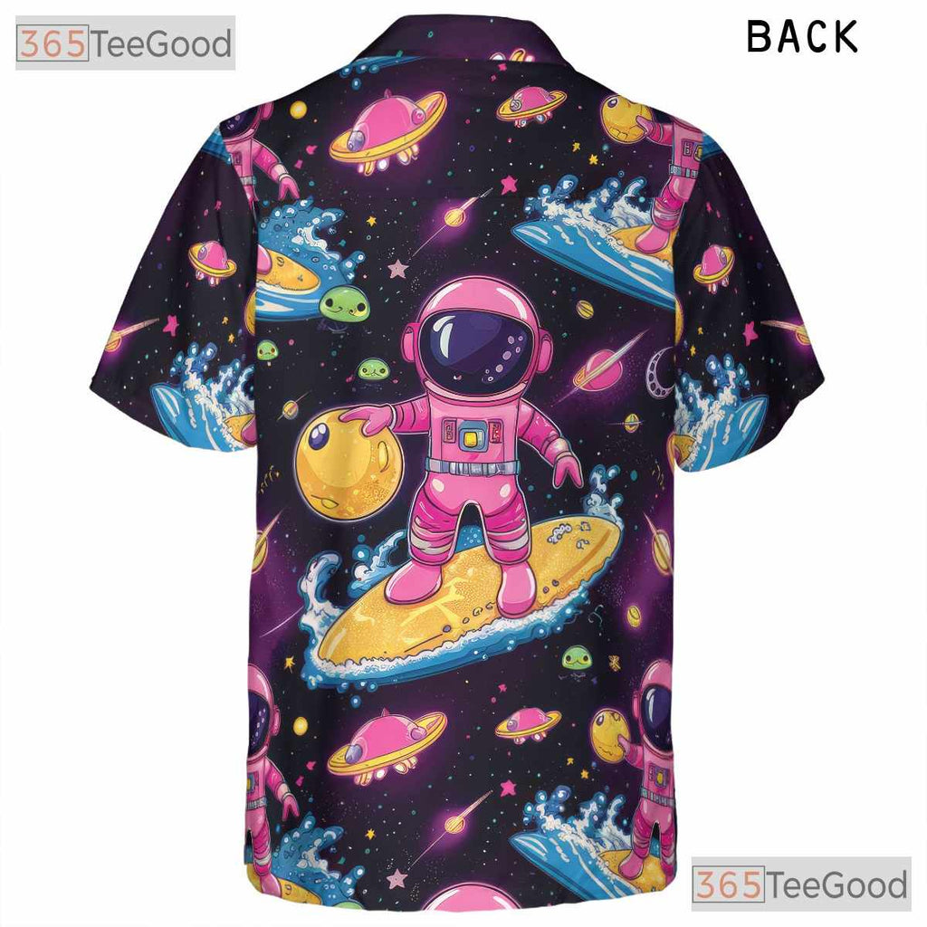Cosmic Astronaut Hawaiian Shirt - Unisex Retro Space Surfing Planet Vacation