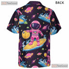 Cosmic Astronaut Hawaiian Shirt - Unisex Retro Space Surfing Planet Vacation