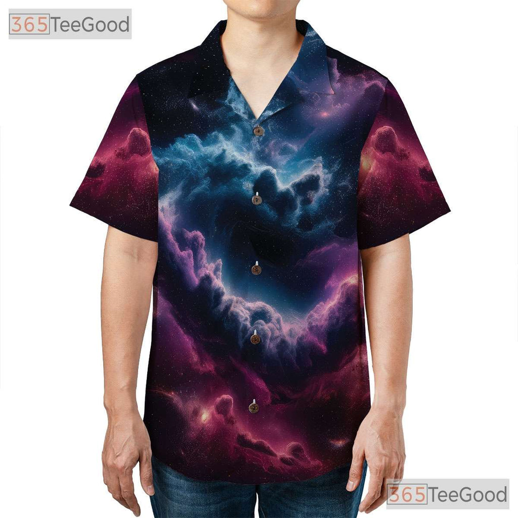 Cosmic Nebula Space Galaxy Aesthetic Hawaiian Shirt Unisex Beach Party Outfit Top
