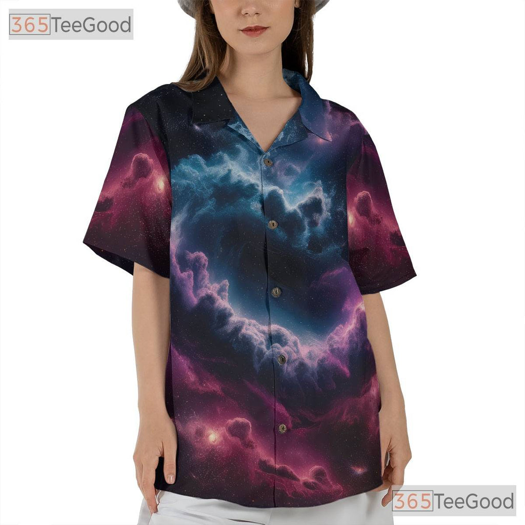 Cosmic Nebula Space Galaxy Aesthetic Hawaiian Shirt Unisex Beach Party Outfit Top