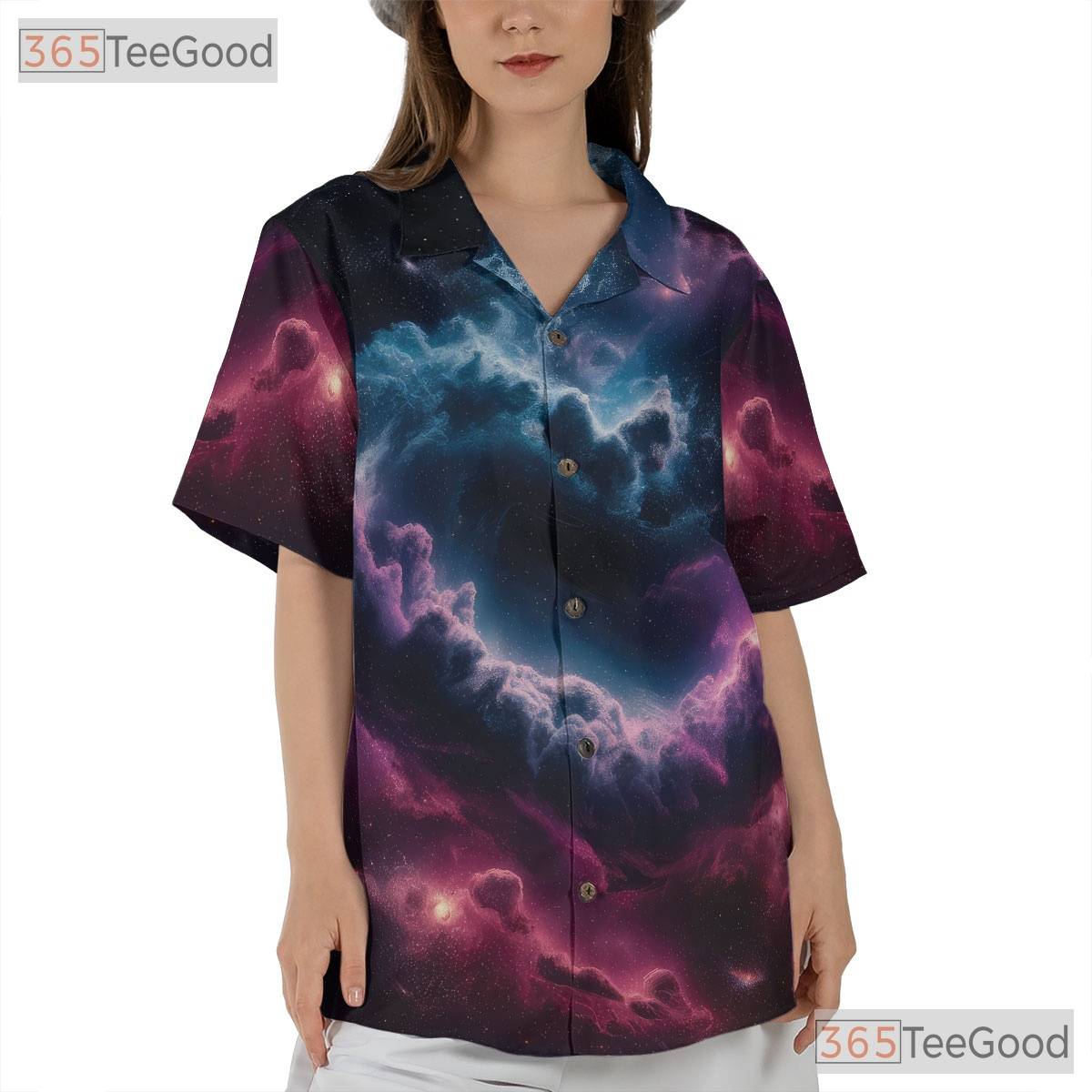 Cosmic Nebula Space Galaxy Aesthetic Hawaiian Shirt Unisex Beach Party Outfit Top