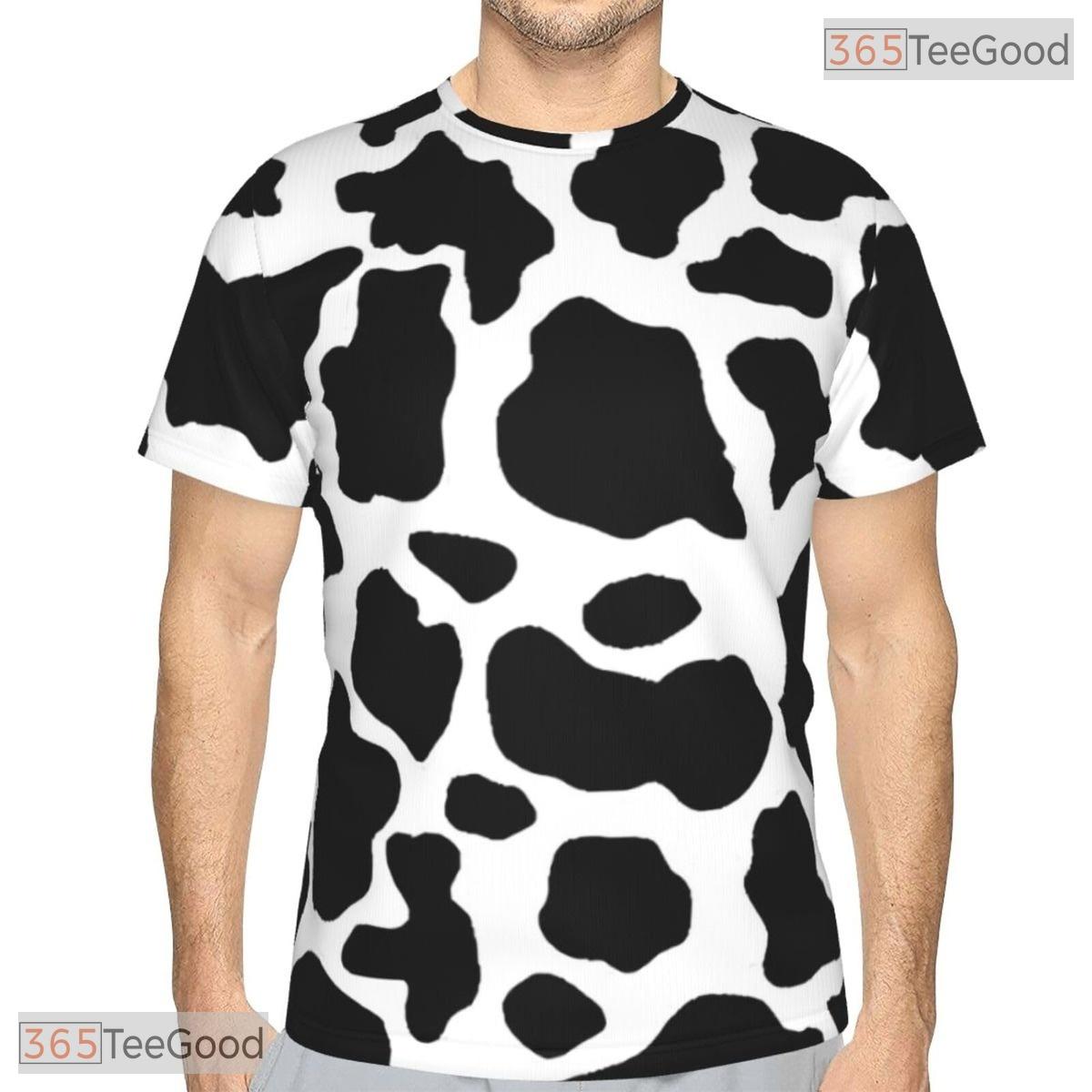 Funny Cow Print Basketball Graphic 3D Printed Short Sleeve Unisex T-Shirt Tops Fun